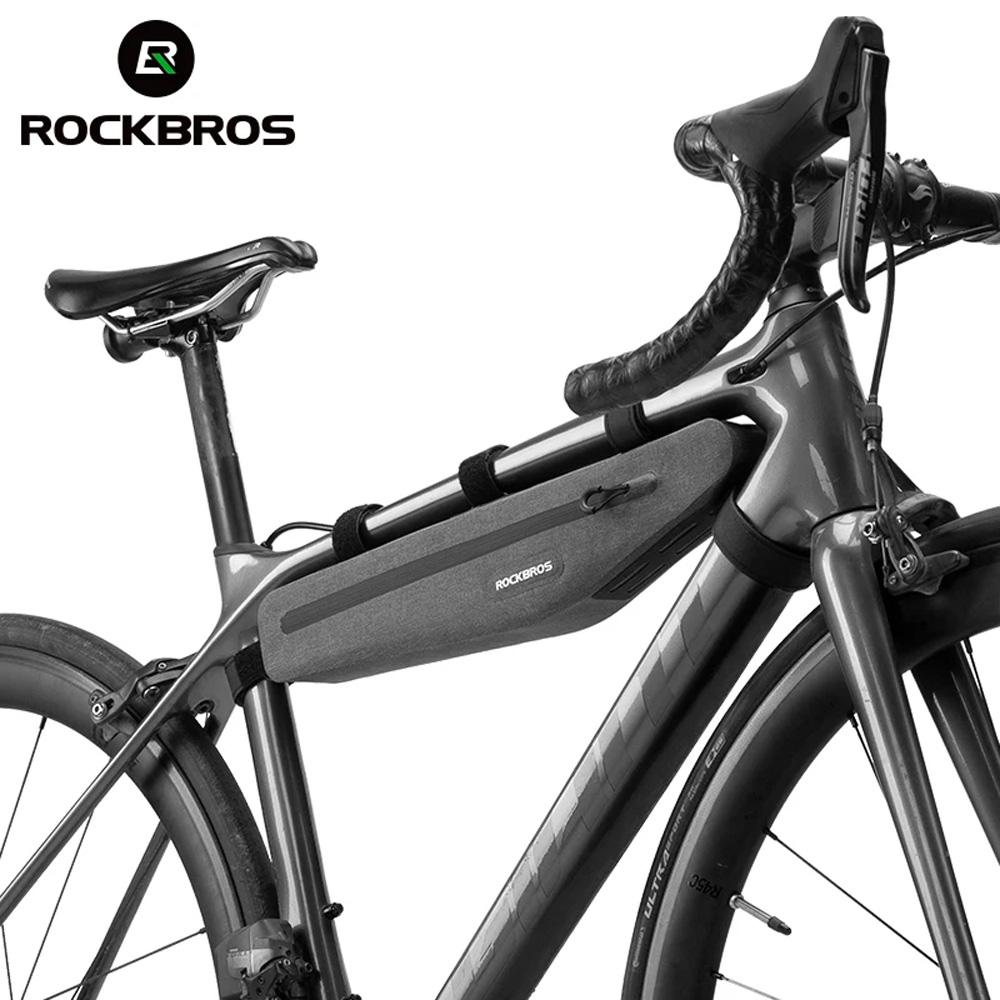 iTok webáruház - RockBros Rockbros AS-052 vízálló kerékpáros váztáska (szürke) 2 Rockbros AS-052 waterproof bicycle bag for frame (szürke)