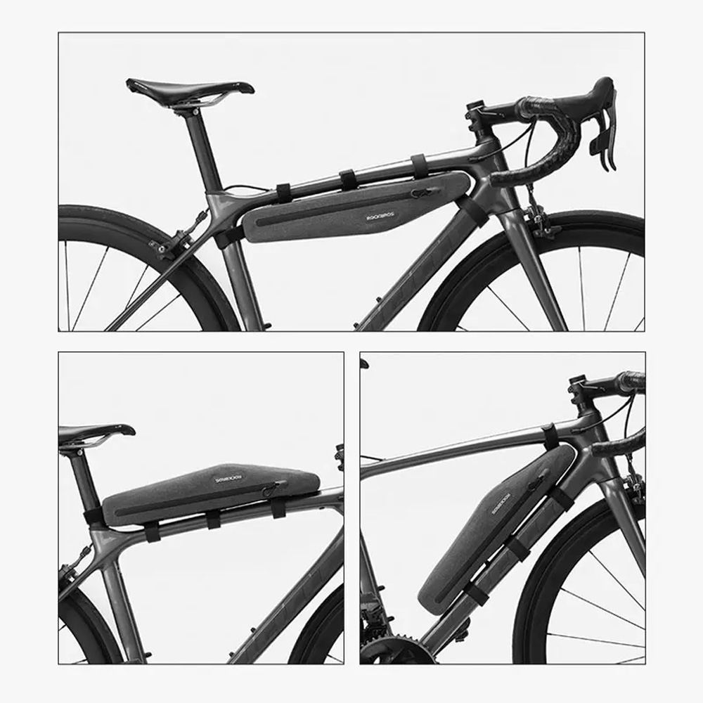 iTok webáruház - RockBros Rockbros AS-052 vízálló kerékpáros váztáska (szürke) 5 Rockbros AS-052 waterproof bicycle bag for frame (szürke)