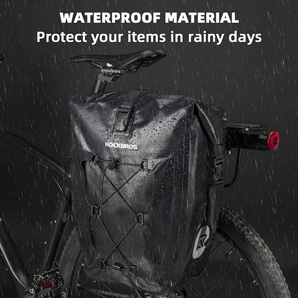 iTok webáruház - RockBros Rockbros 30140022001 vízálló kerékpártáska csomagtartóra (fekete) 2 Rockbros 30140022001 waterproof bicycle bag for trunk (fekete)