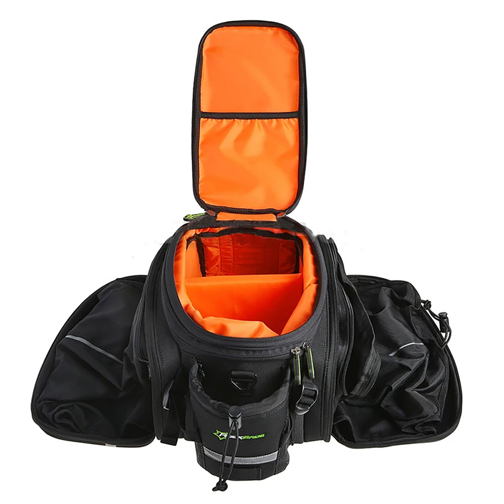 iTok webáruház - RockBros Rockbros A6-03BK kerékpáros csomagtartótáska 35 l, kihajtható zsebekkel (fekete) 2 Rockbros A6-03BK bicycle bag for trunk 35 l with fold-out pockets (fekete)