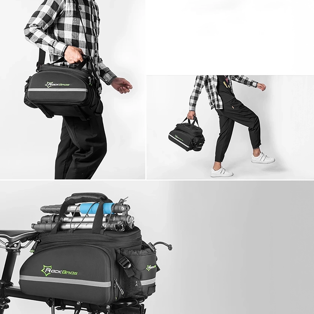 iTok webáruház - RockBros Rockbros A6-03BK kerékpáros csomagtartótáska 35 l, kihajtható zsebekkel (fekete) 6 Rockbros A6-03BK bicycle bag for trunk 35 l with fold-out pockets (fekete)