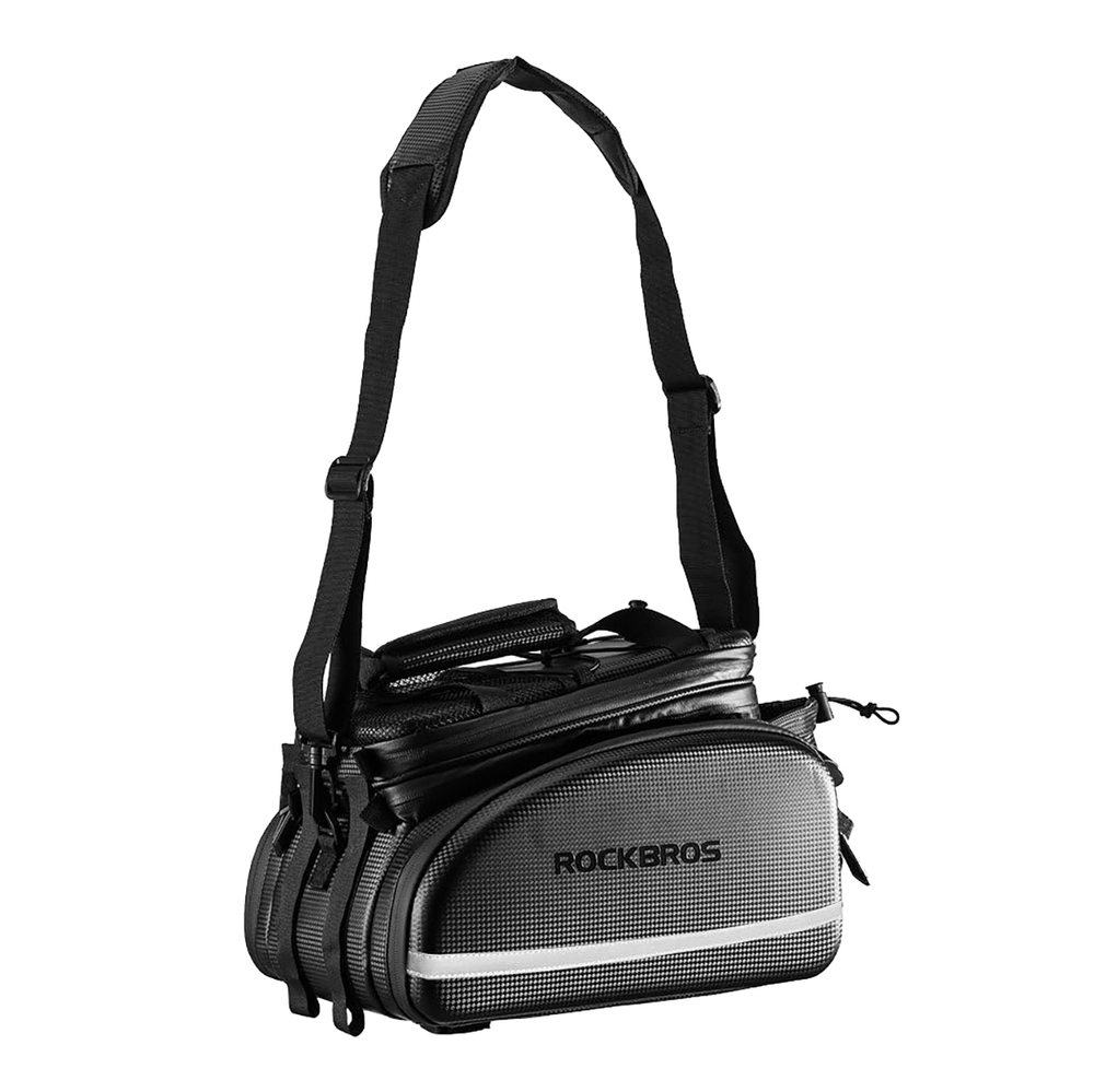 iTok webáruház - RockBros Rockbros A6-6 kerékpáros csomagtartótáska 35 l (fekete) 4 Rockbros A6-6 bicycle bag for trunk, 35 l, with fold-out pockets (fekete)