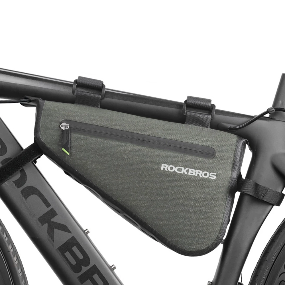 iTok webáruház - RockBros Rockbros AS-017 kerékpáros váztáska 5 l (sötétzöld) 1 Rockbros AS-017 bicycle frame bag 5 l (sötétzöld)
