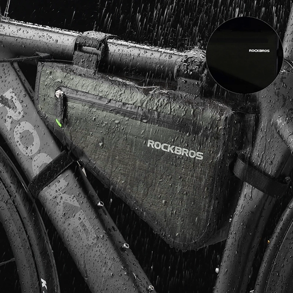 iTok webáruház - RockBros Rockbros AS-017 kerékpáros váztáska 5 l (sötétzöld) 4 Rockbros AS-017 bicycle frame bag 5 l (sötétzöld)