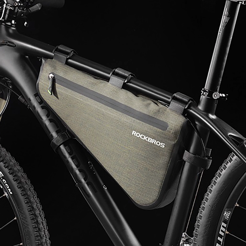 iTok webáruház - RockBros Rockbros AS-017 kerékpáros váztáska 5 l (sötétzöld) 7 Rockbros AS-017 bicycle frame bag 5 l (sötétzöld)