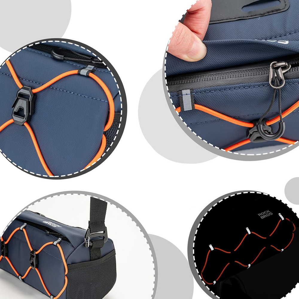 iTok webáruház - RockBros Rockbros 30110054002 kerékpáros kormánytáska 2,2 l (kék) 6 Rockbros 30110054002 bicycle handlebar bag 2.2 l (kék)