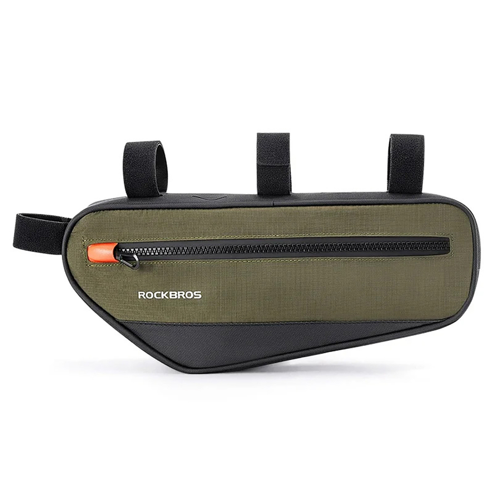 iTok webáruház - RockBros Rockbros 30120079001 kerékpáros váztáska 1,7 l (zöld és fekete) 1 Rockbros 30120079001 bicycle bag for 1.7 l frame (zöld és fekete)