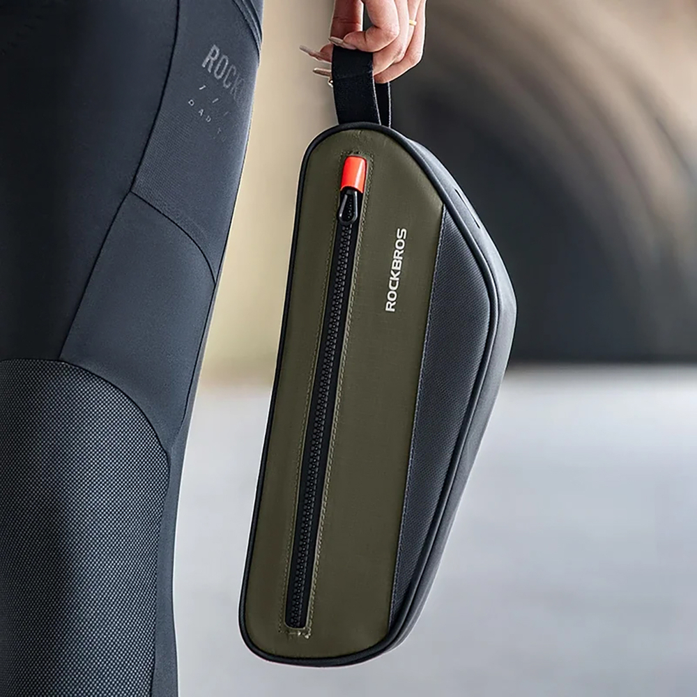iTok webáruház - RockBros Rockbros 30120079001 kerékpáros váztáska 1,7 l (zöld és fekete) 4 Rockbros 30120079001 bicycle bag for 1.7 l frame (zöld és fekete)