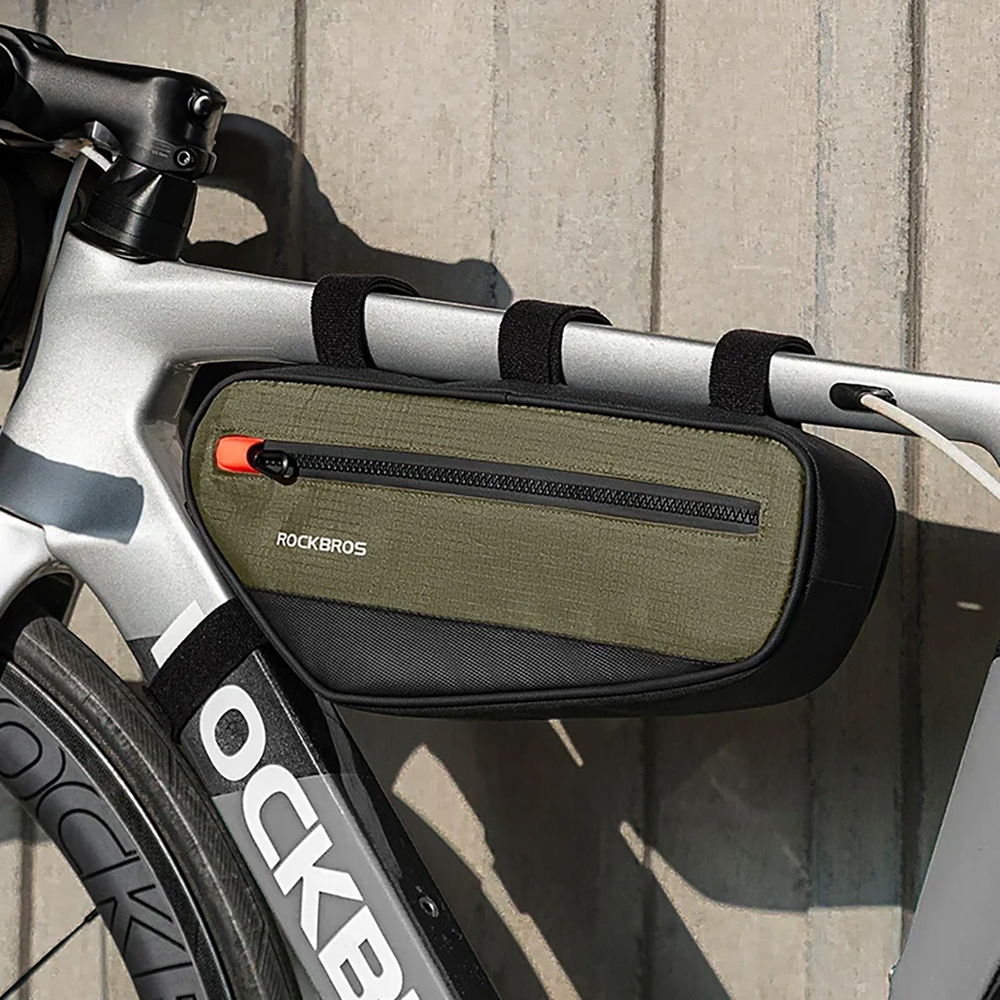 iTok webáruház - RockBros Rockbros 30120079001 kerékpáros váztáska 1,7 l (zöld és fekete) 5 Rockbros 30120079001 bicycle bag for 1.7 l frame (zöld és fekete)