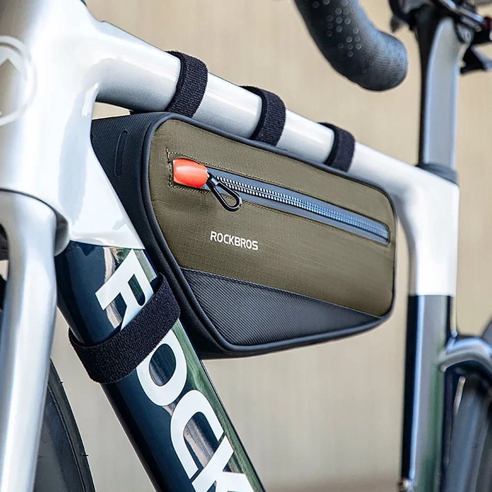 iTok webáruház - RockBros Rockbros 30120079001 kerékpáros váztáska 1,7 l (zöld és fekete) 7 Rockbros 30120079001 bicycle bag for 1.7 l frame (zöld és fekete)