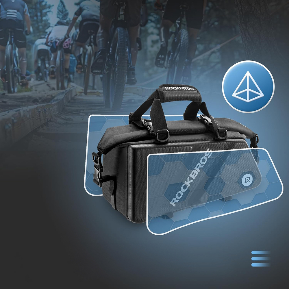iTok webáruház - RockBros Rockbros 30140090001 kerékpáros csomagtartótáska 11,6 l (fekete) 6 Rockbros 30140090001 bicycle bag for trunk 11.6l (fekete)