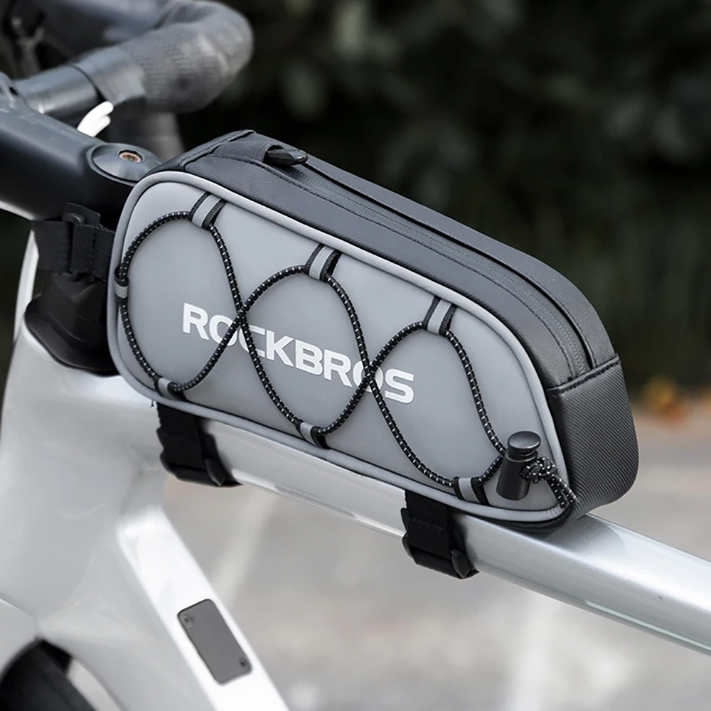iTok webáruház - RockBros Rockbros 3012010901 kerékpáros váztáska 0,9 l (ezüst) 6 Rockbros 3012010901 bicycle frame bag 0.9 l (ezüst)