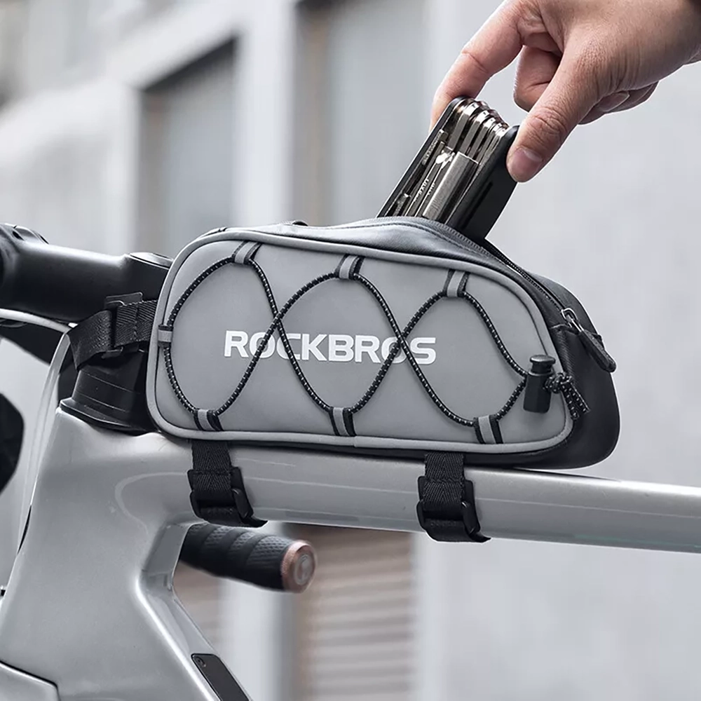 iTok webáruház - RockBros Rockbros 3012010901 kerékpáros váztáska 0,9 l (ezüst) 8 Rockbros 3012010901 bicycle frame bag 0.9 l (ezüst)