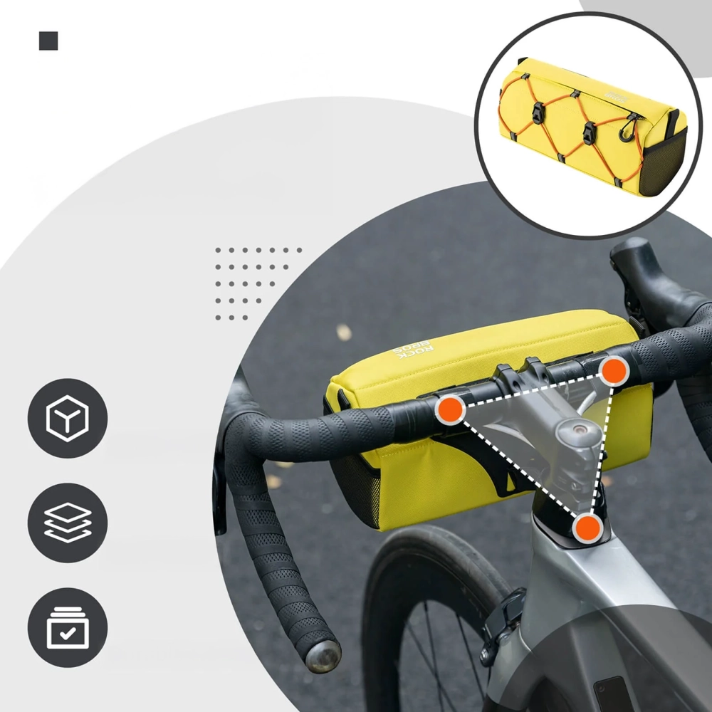 iTok webáruház - RockBros Rockbros 30110054006 kormánytáska 2,2 l (sárga) 3 Rockbros 30110054006 Handlebar Bicycle Bag 2.2L (sárga)