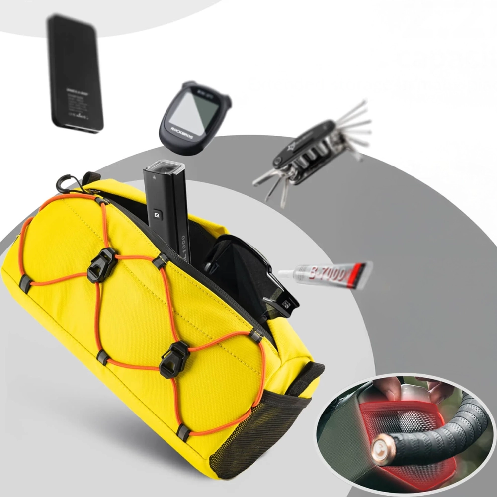 iTok webáruház - RockBros Rockbros 30110054006 kormánytáska 2,2 l (sárga) 4 Rockbros 30110054006 Handlebar Bicycle Bag 2.2L (sárga)
