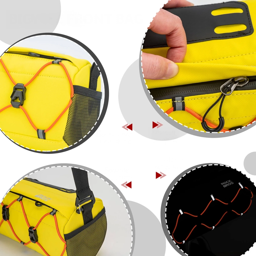 iTok webáruház - RockBros Rockbros 30110054006 kormánytáska 2,2 l (sárga) 5 Rockbros 30110054006 Handlebar Bicycle Bag 2.2L (sárga)