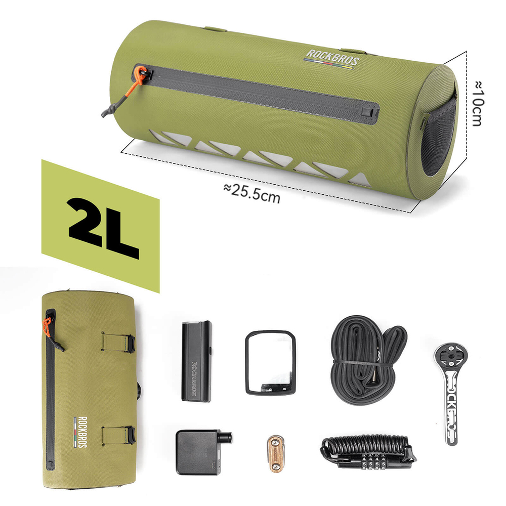 iTok webáruház - RockBros Rockbros AS-145 ROAD TO SKY kormánytáska (zöld) 4 Rockbros AS-145 ROAD TO SKY handlebar bicycle bag, waterproof, 2 l (zöld)