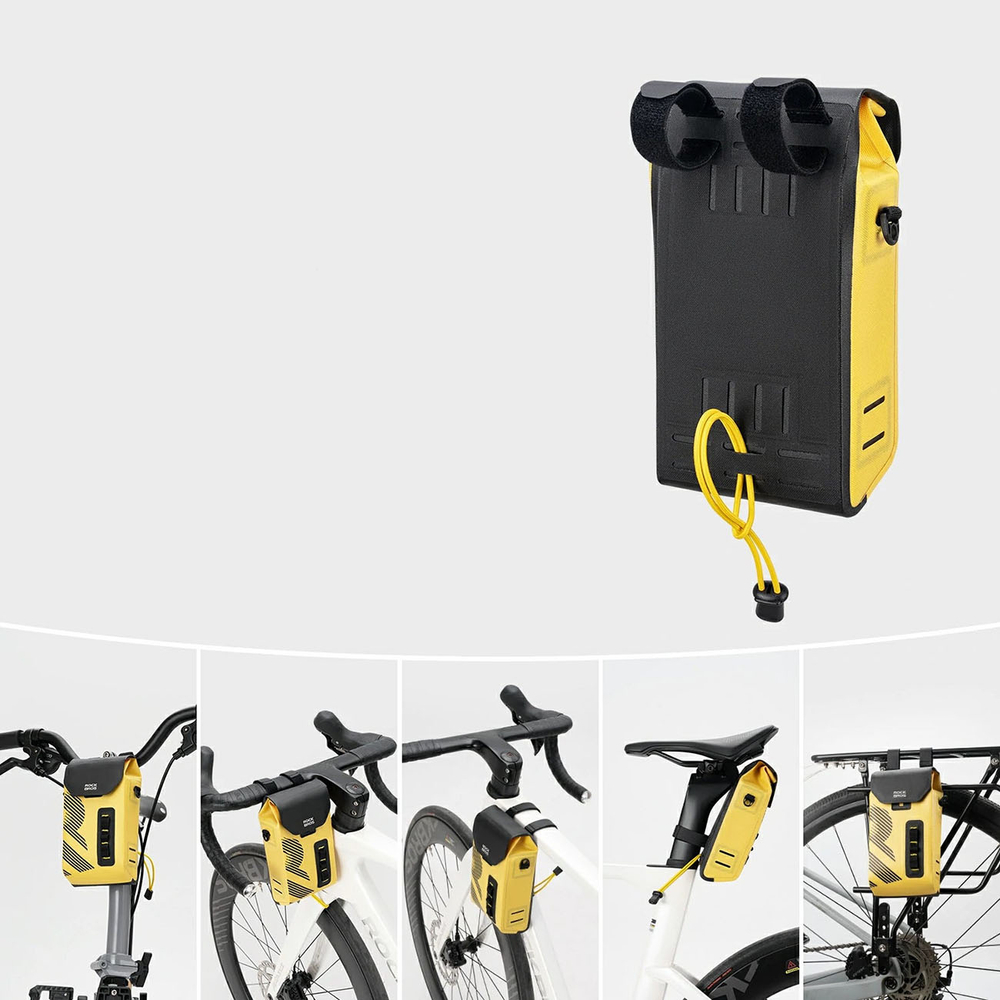 iTok webáruház - RockBros Rockbros AS-160 vízálló kerékpáros kormánytáska 1,3 l (sárga) 5 Rockbros AS-160 Waterproof Handlebar Bicycle Bag 1.3L (sárga)