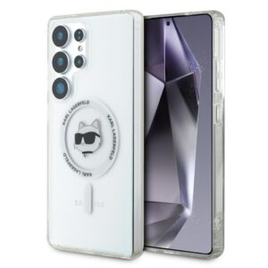Karl Lagerfeld Button Choupette Head Printed Logo MagSafe tok Samsung Galaxy S25 Ultra – fehér
