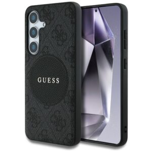 Guess 4G Round Patch Classic Logo MagSafe tok Samsung Galaxy S25 Plus készülékhez, fekete