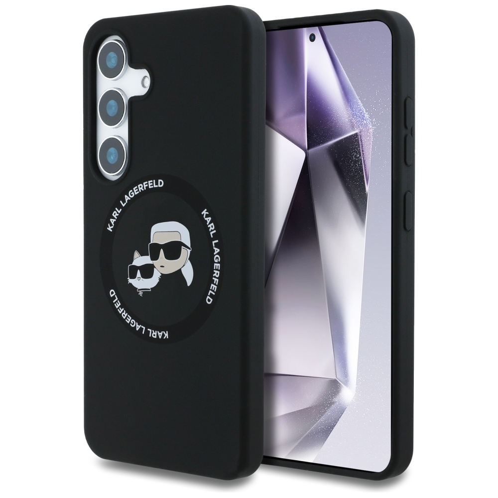 iTok webáruház - Karl Lagerfeld Karl Lagerfeld Silicone Double Heads And Circle MagSafe tok Samsung Galaxy S25 Plus készülékhez – fekete 1 Karl Lagerfeld Silicone Double Heads And Circle MagSafe Samsung Galaxy S25 Plus case black
