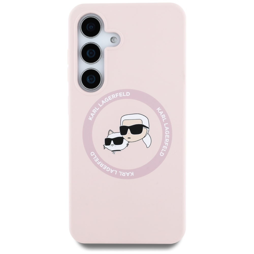 iTok webáruház - Karl Lagerfeld Karl Lagerfeld Silicone Double Heads And Circle MagSafe szilikon tok Samsung Galaxy S25 Plus készülékhez, rózsaszín 3 Karl Lagerfeld Silicone Double Heads And Circle MagSafe Samsung Galaxy S25 Plus Case Pink