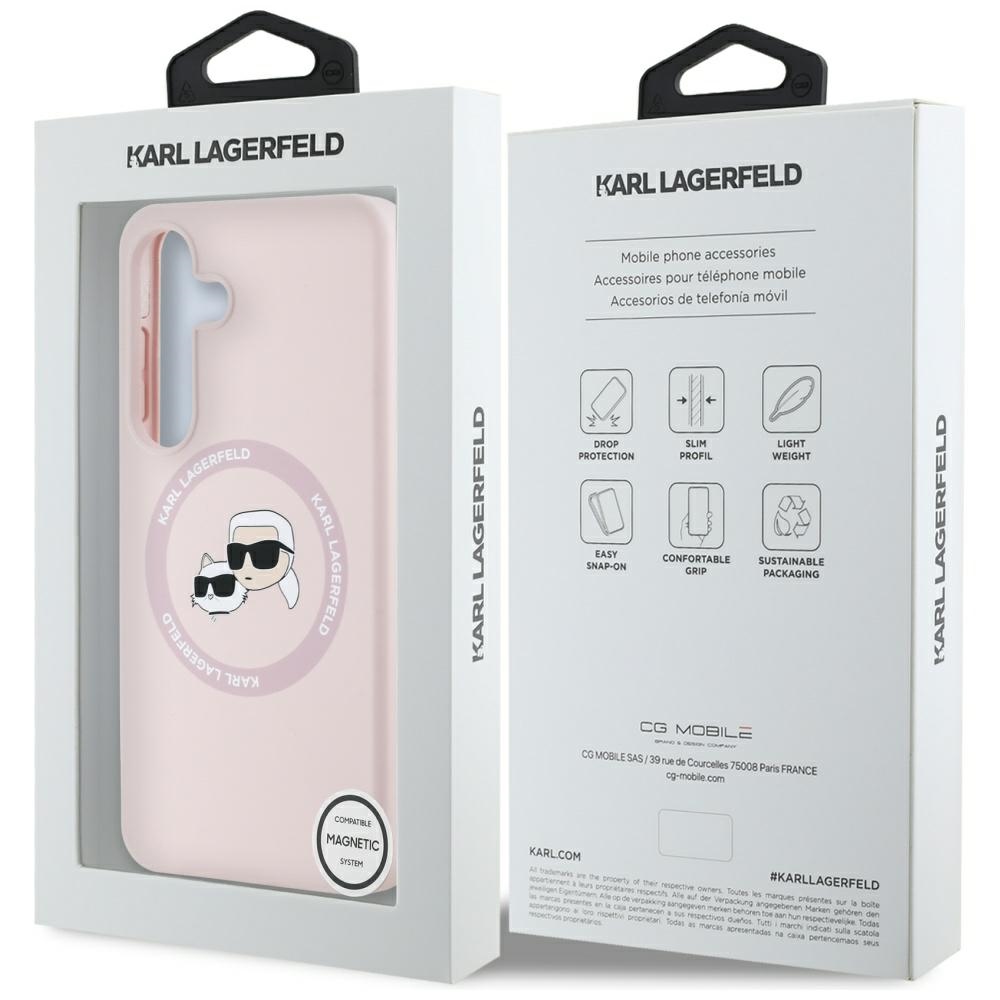 iTok webáruház - Karl Lagerfeld Karl Lagerfeld Silicone Double Heads And Circle MagSafe szilikon tok Samsung Galaxy S25 Plus készülékhez, rózsaszín 8 Karl Lagerfeld Silicone Double Heads And Circle MagSafe Samsung Galaxy S25 Plus Case Pink