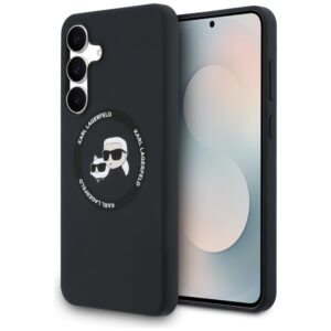 Karl Lagerfeld Silicone Karl & Choupette Heads MagSafe szilikon tok Samsung Galaxy S25 FE (fekete)