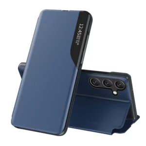 Eco Leather View Case elegáns könyvtok állvánnyal Samsung Galaxy S25 Edge készülékhez (kék)