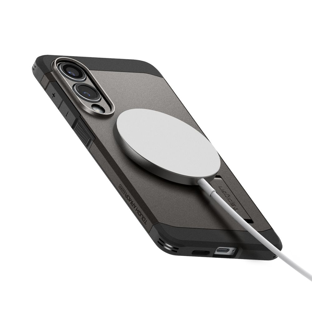 iTok webáruház - Samsung Spigen Tough Armor MagSafe tok Samsung Galaxy S25 Edge (szürke/fekete) 6 Spigen Tough Armor MagSafe Case for Samsung Galaxy S25 Edge (szürke/fekete)