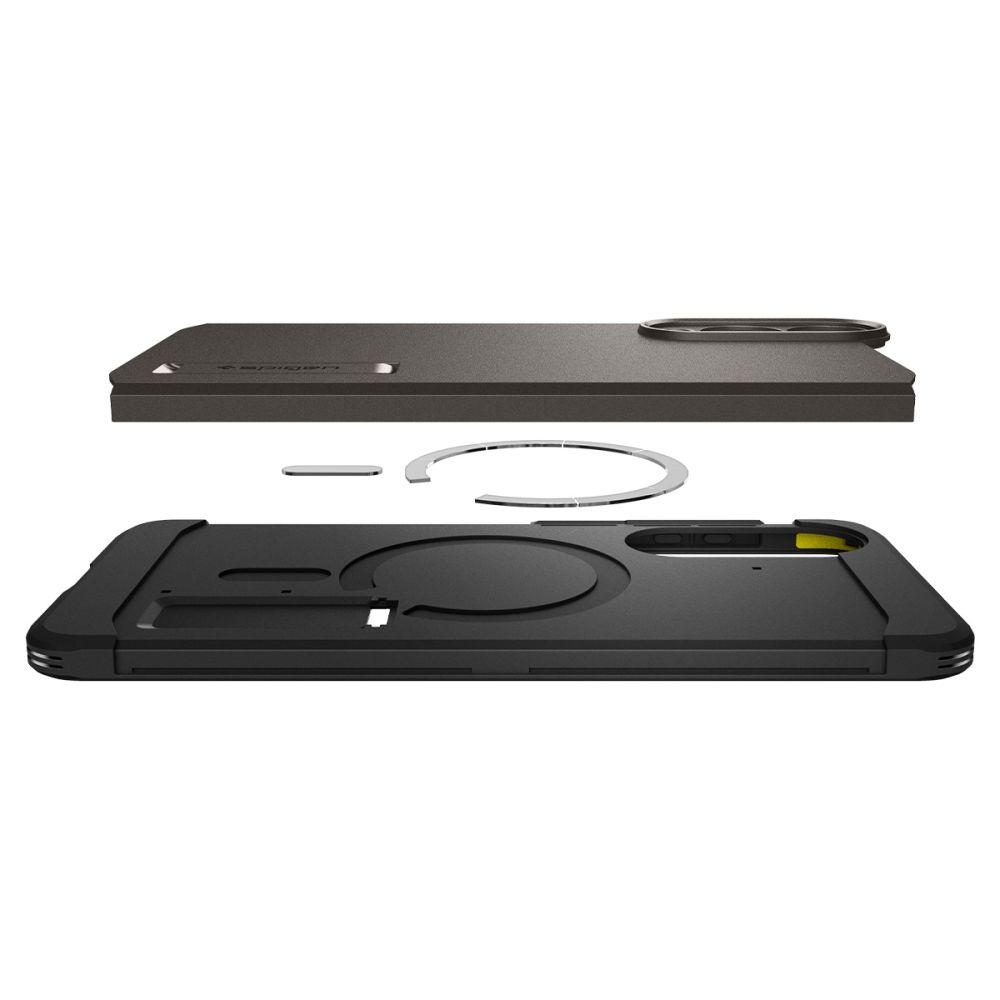 iTok webáruház - Samsung Spigen Tough Armor MagSafe tok Samsung Galaxy S25 Edge (szürke/fekete) 8 Spigen Tough Armor MagSafe Case for Samsung Galaxy S25 Edge (szürke/fekete)