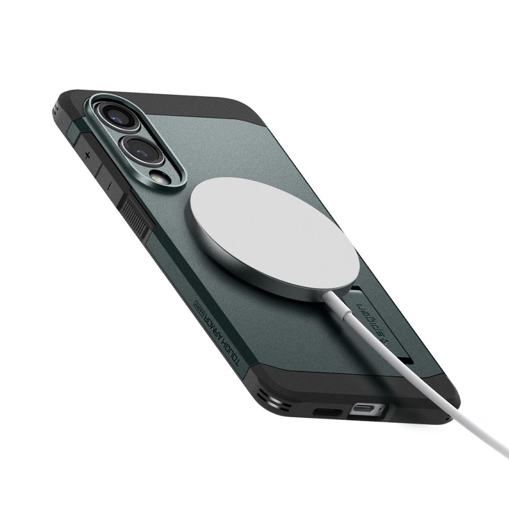 iTok webáruház - Samsung Spigen Tough Armor MagSafe tok Samsung Galaxy S25 Edge (zöld/fekete) 6 Spigen Tough Armor MagSafe Case for Samsung Galaxy S25 Edge (zöld/fekete)