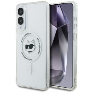Karl Lagerfeld Button Choupette Head Printed Logo MagSafe tok Samsung Galaxy S25 Edge (fehér)