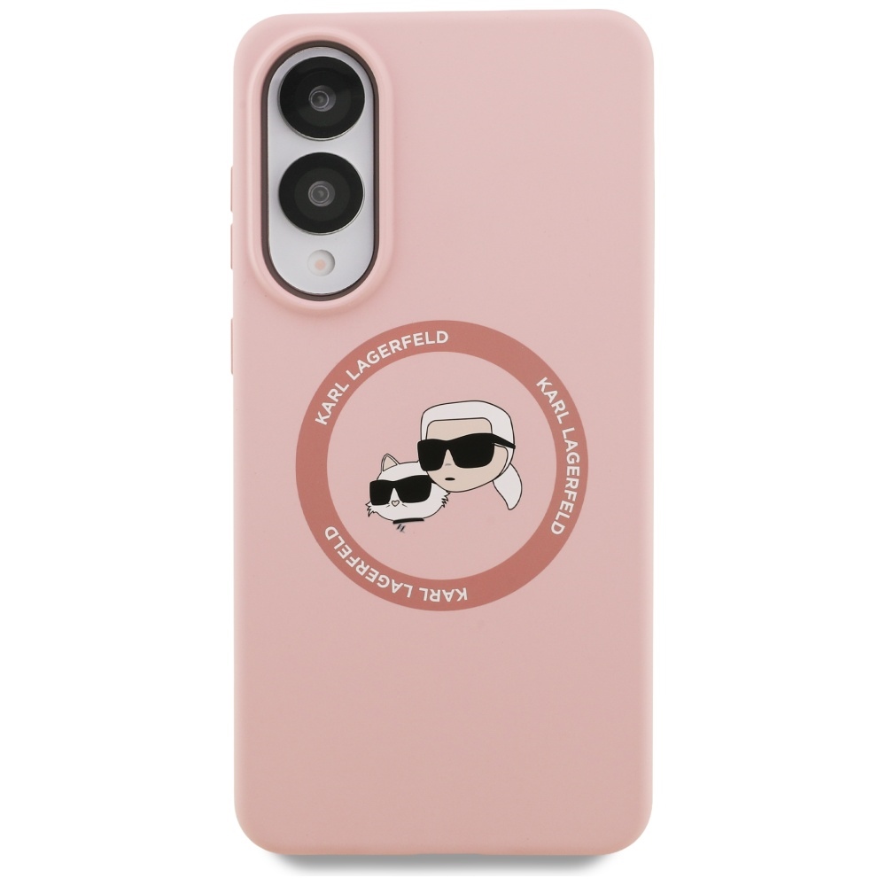 iTok webáruház - Karl Lagerfeld Karl Lagerfeld Silicone Double Heads And Circle MagSafe tok Samsung Galaxy S25 Edge készülékhez (rózsaszín) 3 Karl Lagerfeld Silicone Nauble Heads And Circle MagSafe Case for Samsung Galaxy S25 Edge (rózsaszín)