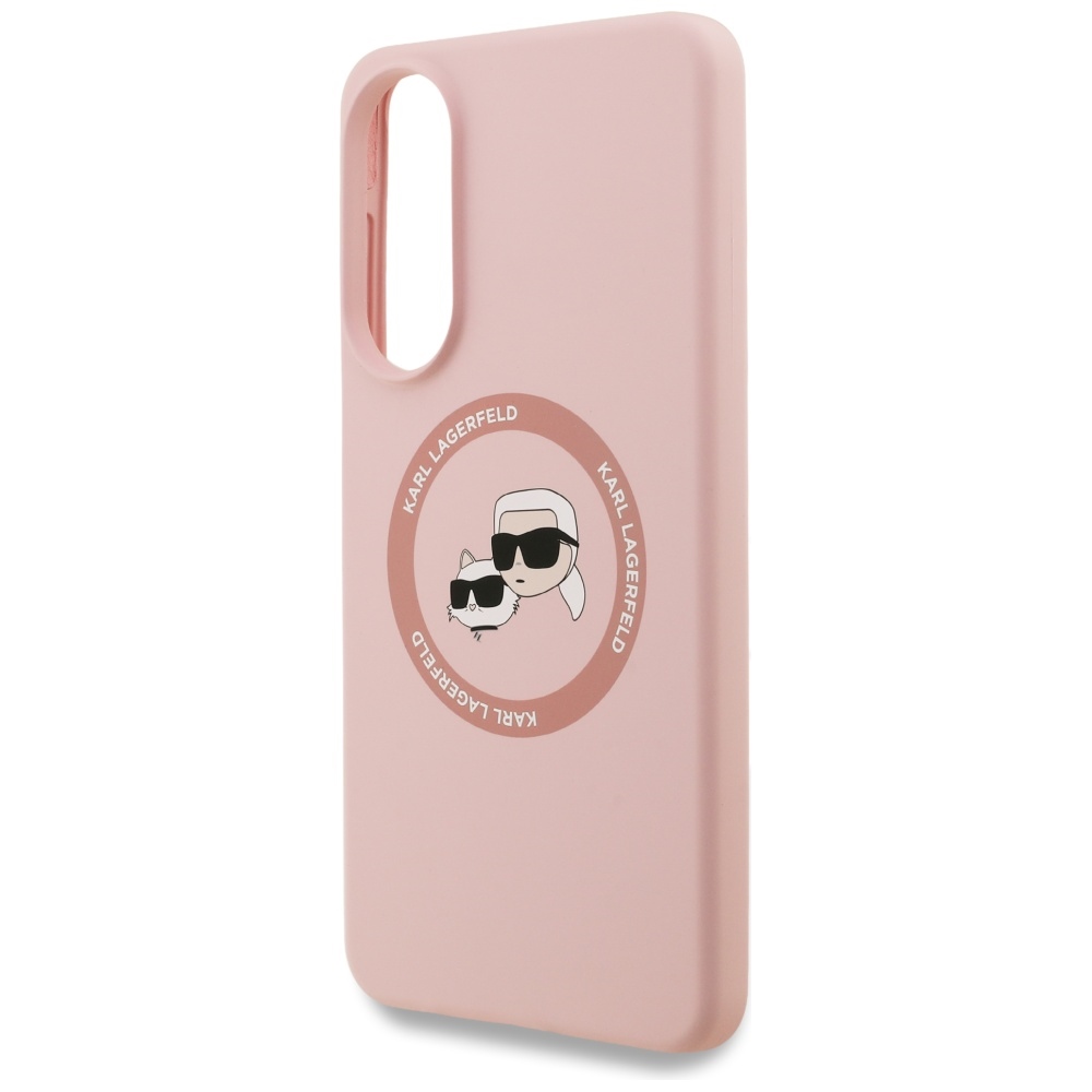 iTok webáruház - Karl Lagerfeld Karl Lagerfeld Silicone Double Heads And Circle MagSafe tok Samsung Galaxy S25 Edge készülékhez (rózsaszín) 6 Karl Lagerfeld Silicone Nauble Heads And Circle MagSafe Case for Samsung Galaxy S25 Edge (rózsaszín)