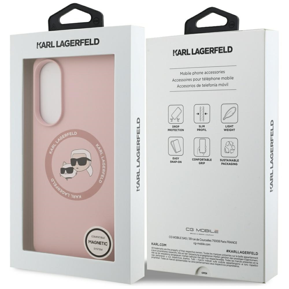 iTok webáruház - Karl Lagerfeld Karl Lagerfeld Silicone Double Heads And Circle MagSafe tok Samsung Galaxy S25 Edge készülékhez (rózsaszín) 8 Karl Lagerfeld Silicone Nauble Heads And Circle MagSafe Case for Samsung Galaxy S25 Edge (rózsaszín)