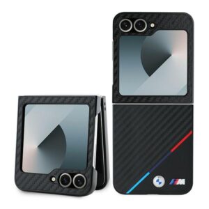 BMW Carbon Tricolor tok Samsung Galaxy Z Flip 6 készülékhez (fekete)