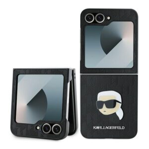 Karl Lagerfeld Saffiano Monogram Head Pin tok Samsung Galaxy Z Flip6 F741 (fekete)