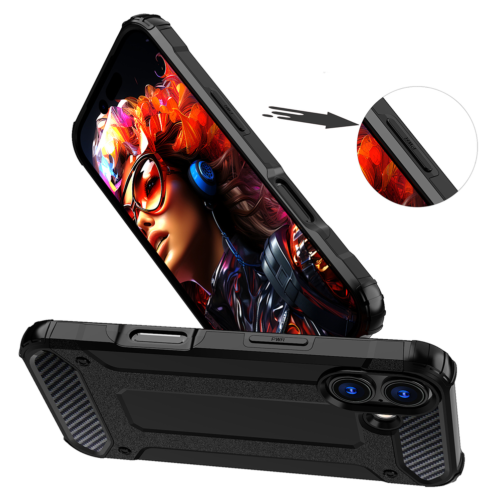 iTok webáruház - Hybrid Armor tok iPhone 17-hez (fekete) 5 Hybrid Armor case for iPhone 17 (fekete)