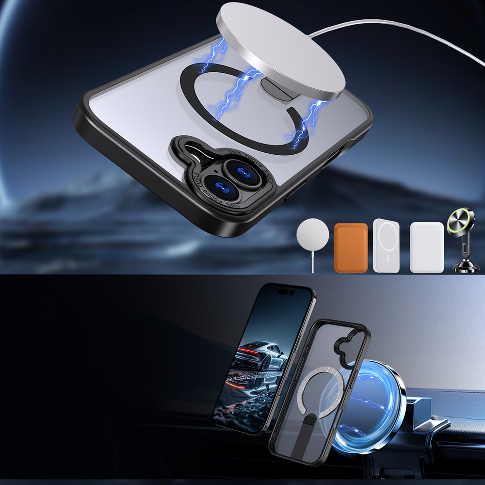 iTok webáruház - Hybrid Armor X tok iPhone 17-hez, MagSafe-kompatibilis állvánnyal (fekete) 4 Hybrid Armor X case for iPhone 17 with MagSafe-compatible stand (fekete)
