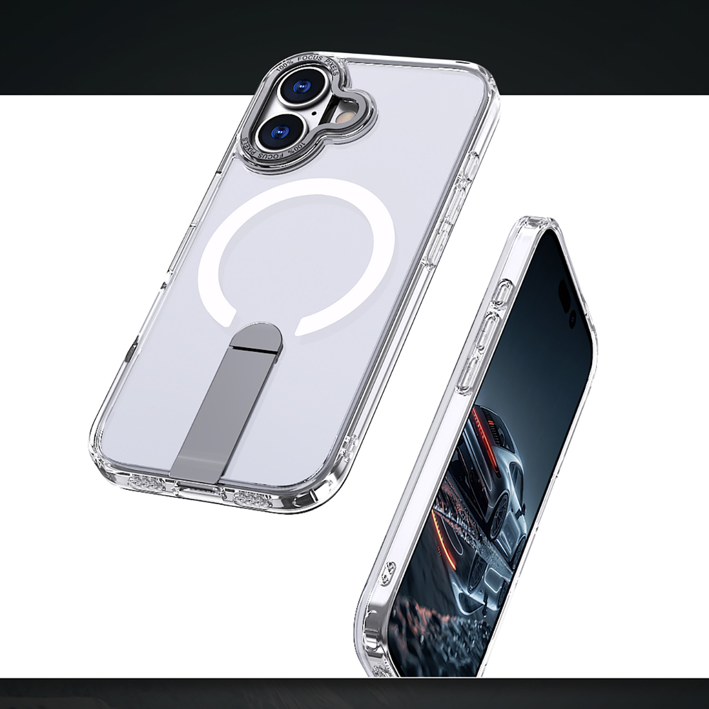 iTok webáruház - Hybrid Armor X tok iPhone 17 készülékhez, állvánnyal és MagSafe-kompatibilitással (átlátszó) 6 Hybrid Armor X Case for iPhone 17 with Stand, Compatible with MagSafe (átlátszó)