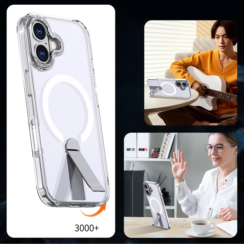 iTok webáruház - Hybrid Armor X tok iPhone 17 készülékhez, állvánnyal és MagSafe-kompatibilitással (átlátszó) 8 Hybrid Armor X Case for iPhone 17 with Stand, Compatible with MagSafe (átlátszó)