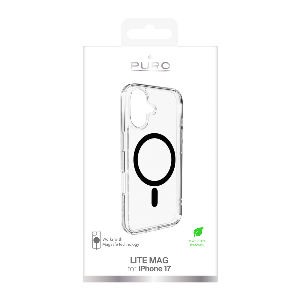 iTok webáruház - Puro Puro Lite Mag TPU+PC tok MagSafe-kompatibilis iPhone 17-hez (átlátszó fekete gyűrűvel) 2 Puro Lite Mag TPU+PC Case Compatible with MagSafe for iPhone 17 (átlátszó fekete gyűrűvel)