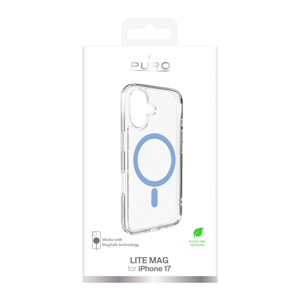 iTok webáruház - Puro Puro Lite Mag TPU+PC tok MagSafe-kompatibilis iPhone 17-hez (átlátszó kék gyűrűvel) 2 Puro Lite Mag TPU+PC Case Compatible with MagSafe for iPhone 17 (átlátszó kék gyűrűvel)