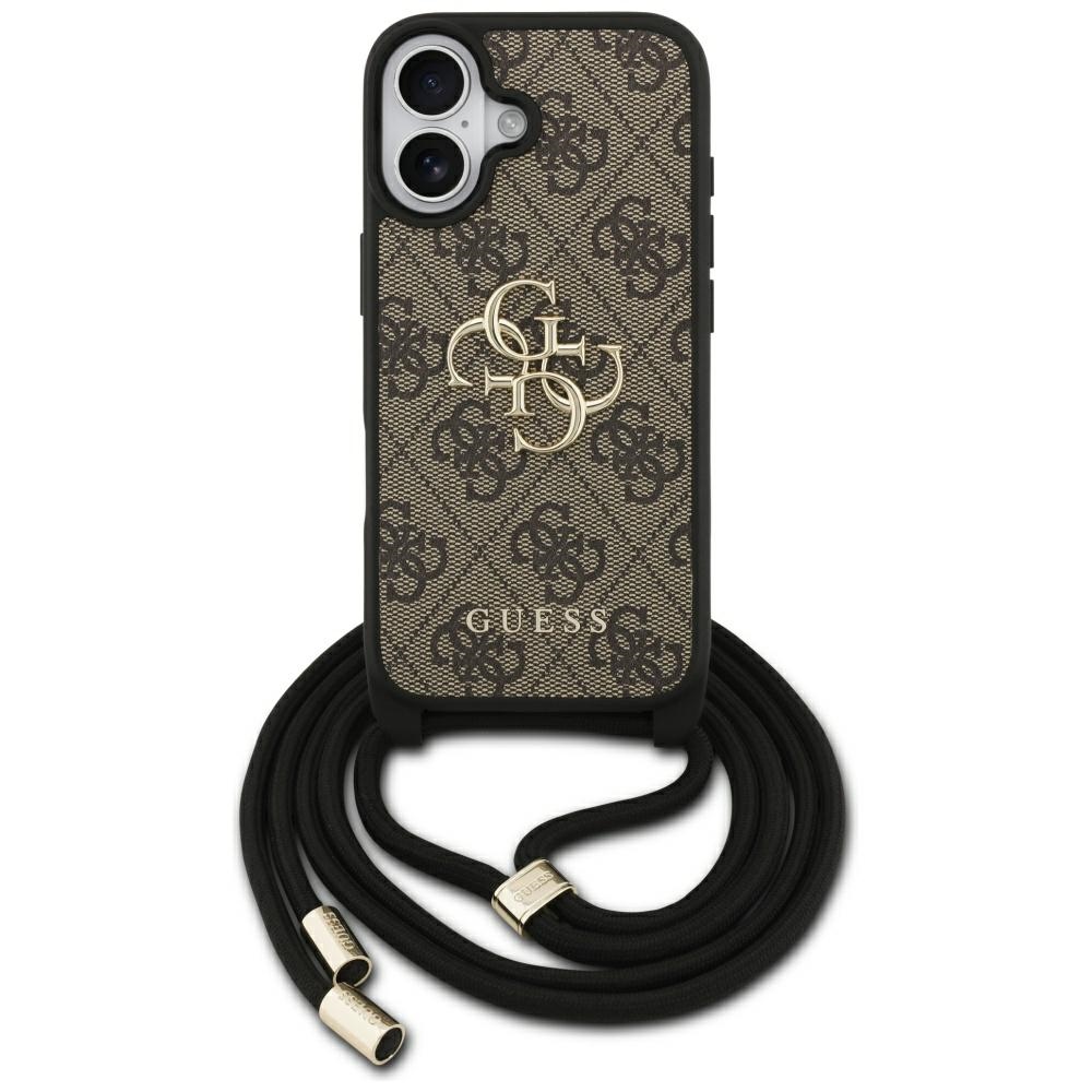 iTok webáruház - Guess Guess 4G Big Logo Cord Stap Crossbody tok iPhone 17-hez (barna) 1 Guess 4G Big Logo Cord Stap Crossbody Case for iPhone 17 (barna)