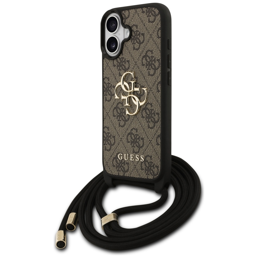 iTok webáruház - Guess Guess 4G Big Logo Cord Stap Crossbody tok iPhone 17-hez (barna) 2 Guess 4G Big Logo Cord Stap Crossbody Case for iPhone 17 (barna)