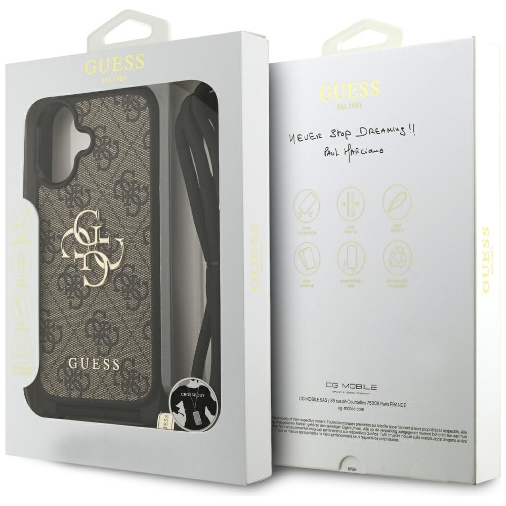 iTok webáruház - Guess Guess 4G Big Logo Cord Stap Crossbody tok iPhone 17-hez (barna) 7 Guess 4G Big Logo Cord Stap Crossbody Case for iPhone 17 (barna)