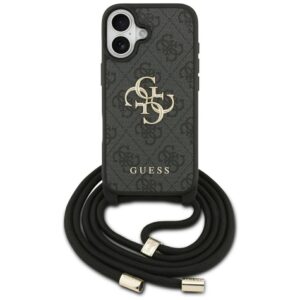 Guess 4G Big Logo Cord Stap Crossbody tok iPhone 17-hez (fekete)