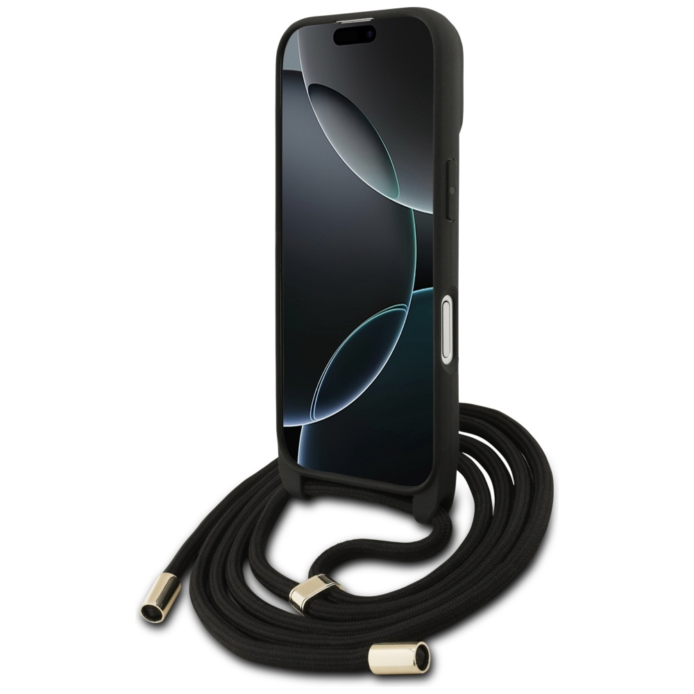 iTok webáruház - Guess Guess 4G Big Logo Cord Stap Crossbody tok iPhone 17-hez (fekete) 4 Guess 4G Big Logo Cord Stap Crossbody Case for iPhone 17 (fekete)