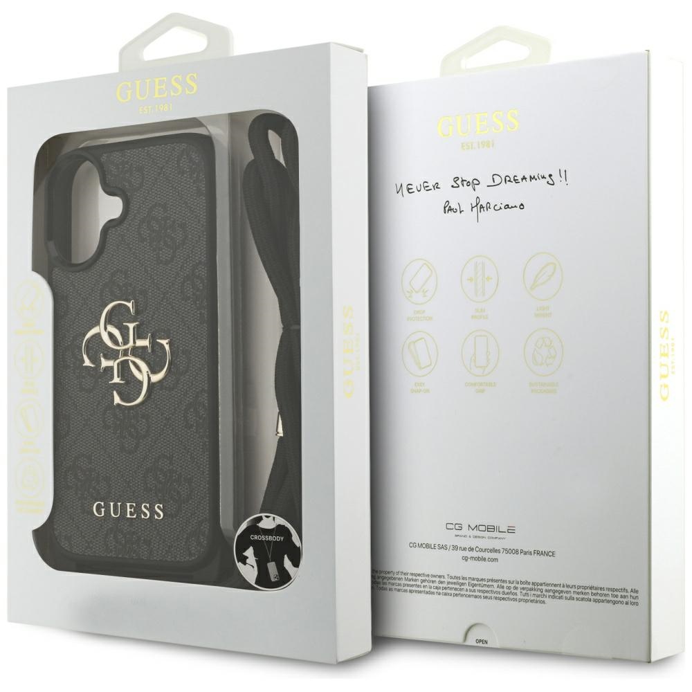 iTok webáruház - Guess Guess 4G Big Logo Cord Stap Crossbody tok iPhone 17-hez (fekete) 7 Guess 4G Big Logo Cord Stap Crossbody Case for iPhone 17 (fekete)
